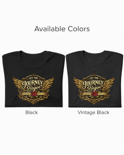Let the Journey BeginbGraphic Tee - Vintage Gold Wings & Rose T-Shirt - In Style Chics Boutique