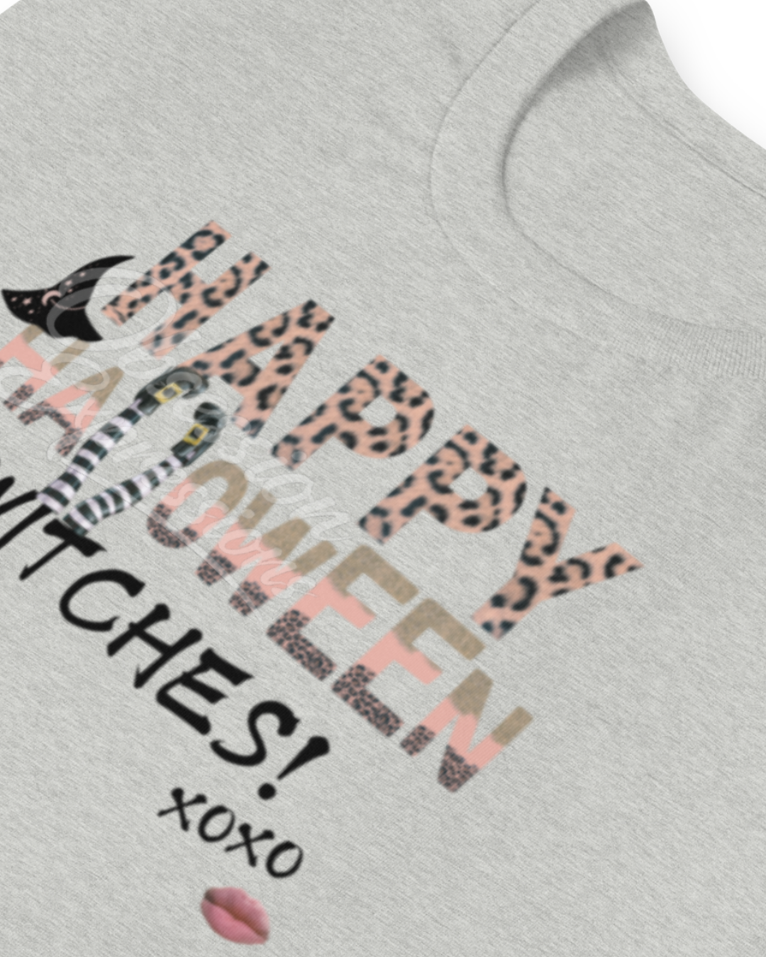 Leopard Print Witch Halloween Graphic Tee