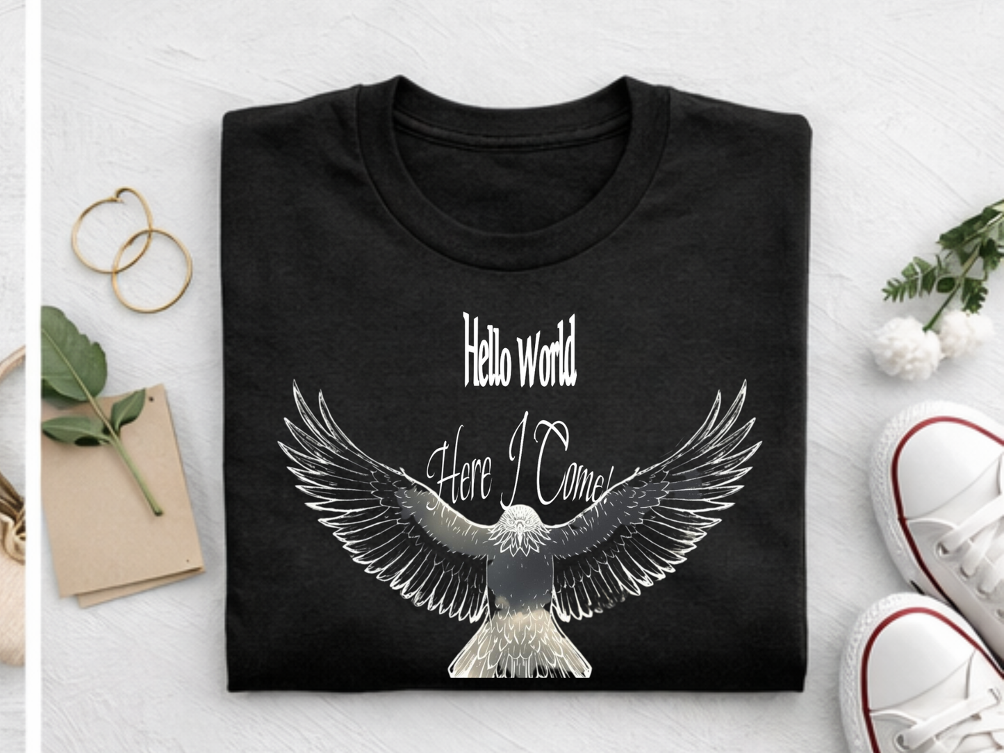 Hello World Here I Come Eagle Graphic T-Shirt | Strength Tee