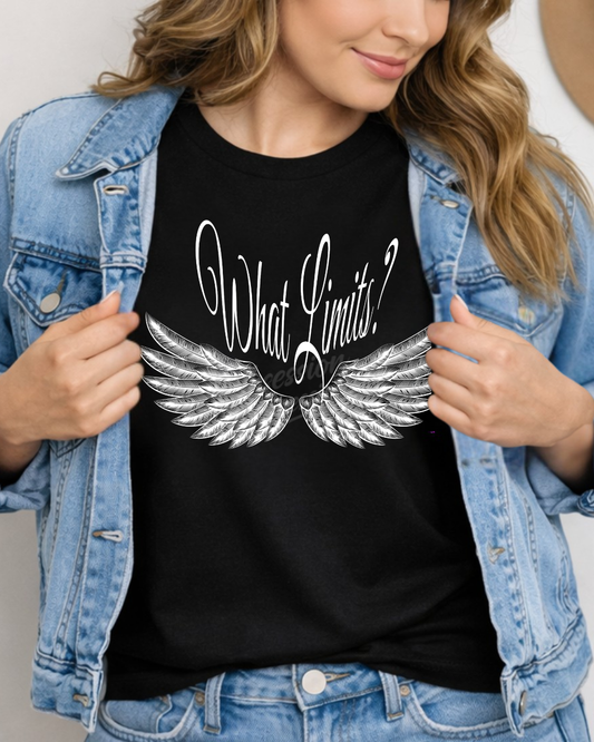 What Limits? Winged Quote Graphic T-Shirt | Inspirational Tee