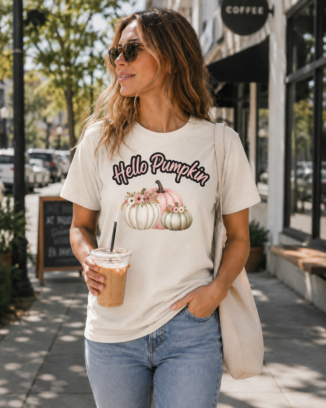 Hello Pumpkin Cute Fall Tee,  Floral Pumpkin Shirt