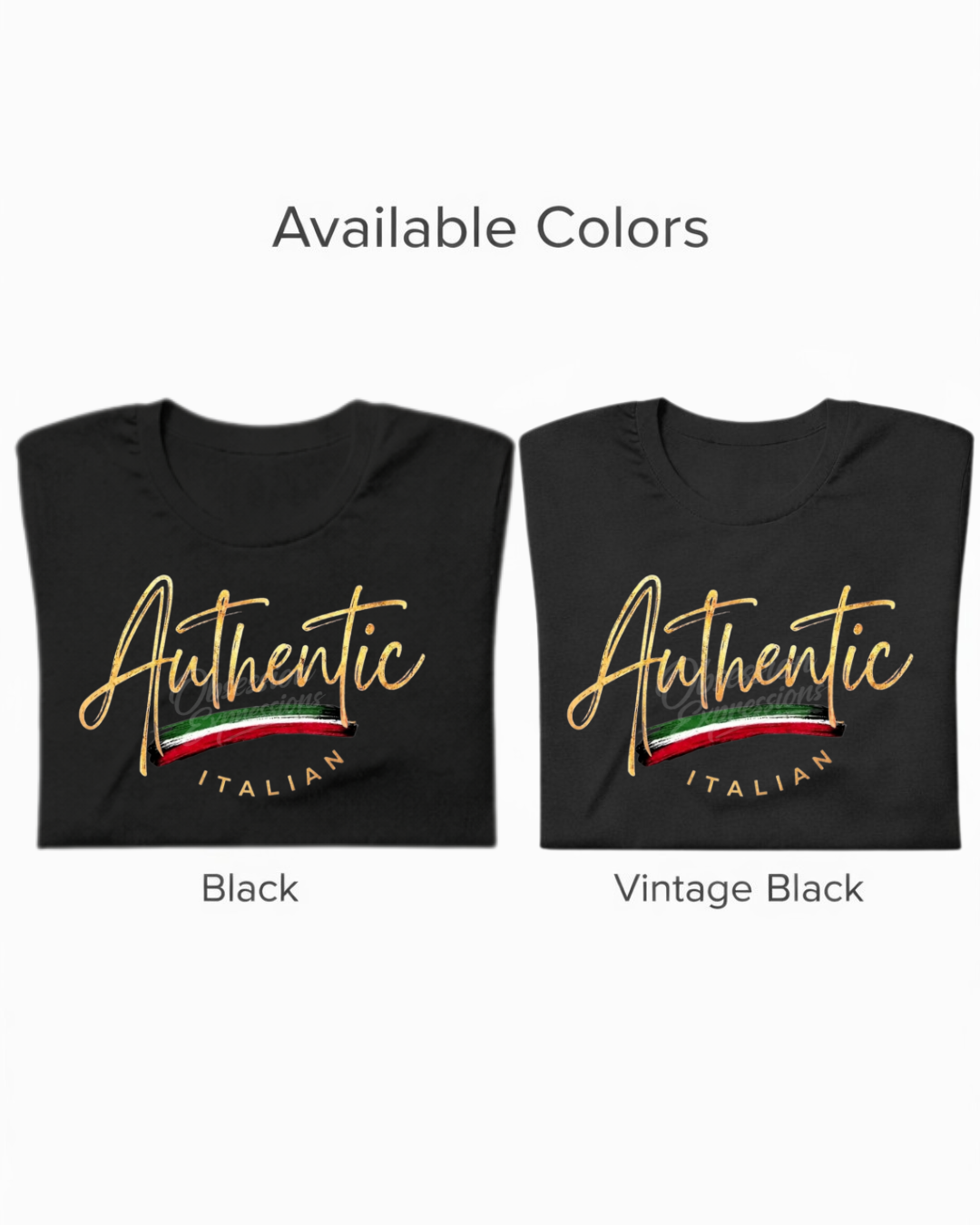 Authentic Italian Heritage Pride T-Shirt for Women, Faux Gold Foil Script