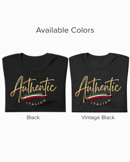 Authentic Italian Heritage Pride T-Shirt for Women, Faux Gold Foil Script
