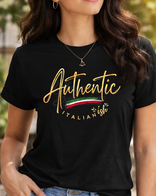 Authentic Italian "ish" Pride Shirt: Faux Gold Foil Tee for Women ~ for Mixed Heritage