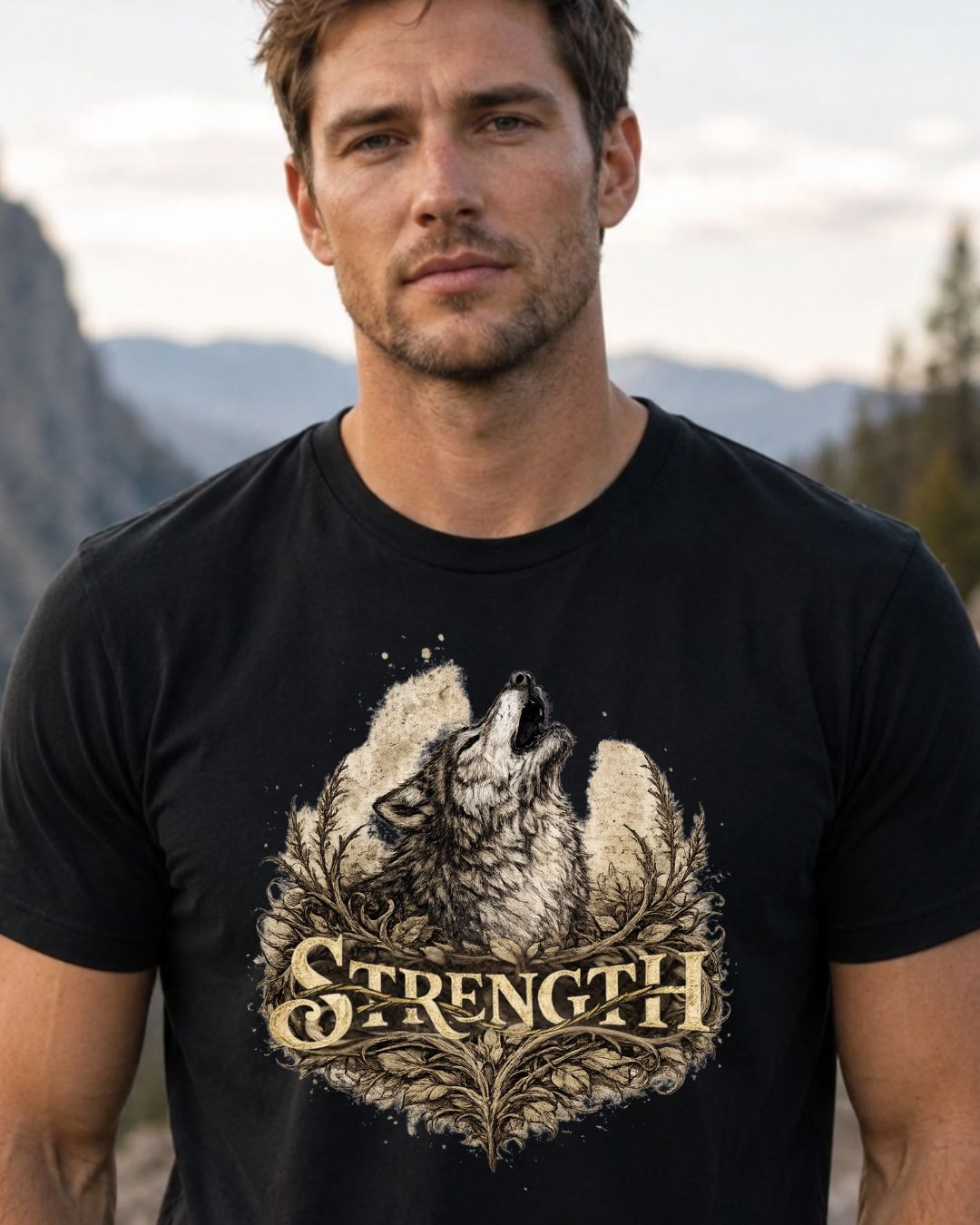 Vintage Wolf Survivor Strength Graphic Tee, Resilience Shirt, Inner Power - In Style Chics Boutique