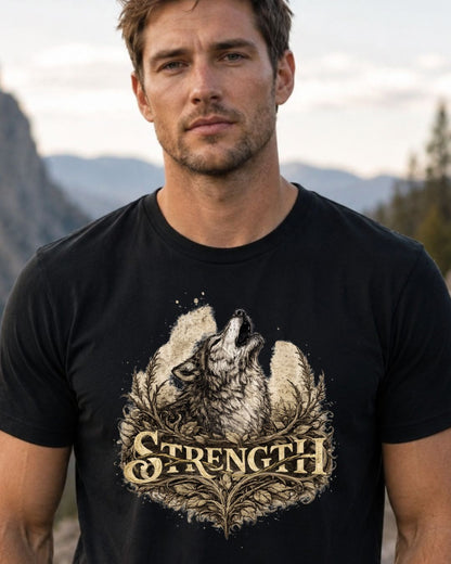 Vintage Wolf Survivor Strength Graphic Tee, Resilience Shirt, Inner Power - In Style Chics Boutique