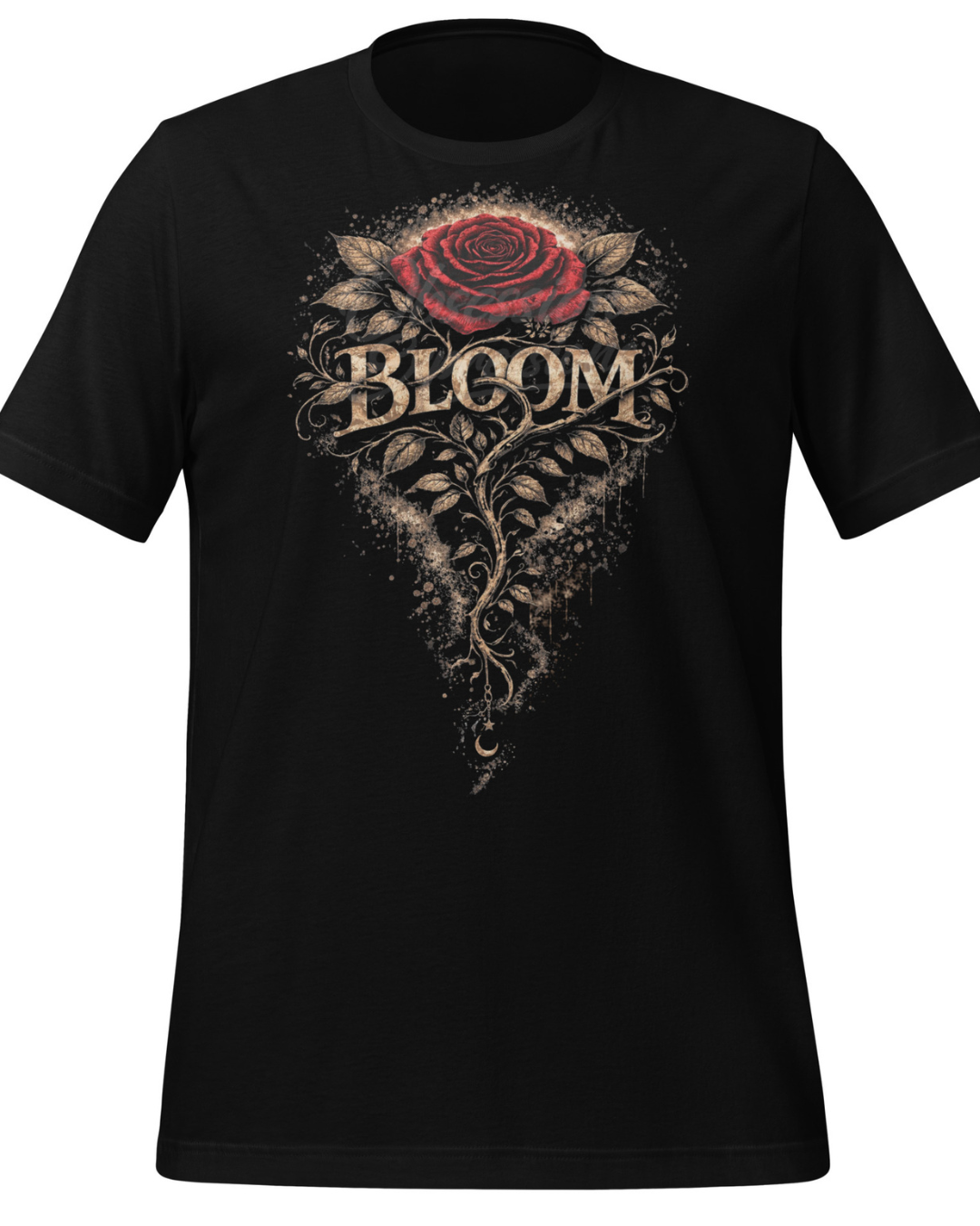 Red Rose 'Bloom' Tee,Vintage Filigree Floral T-Shirt