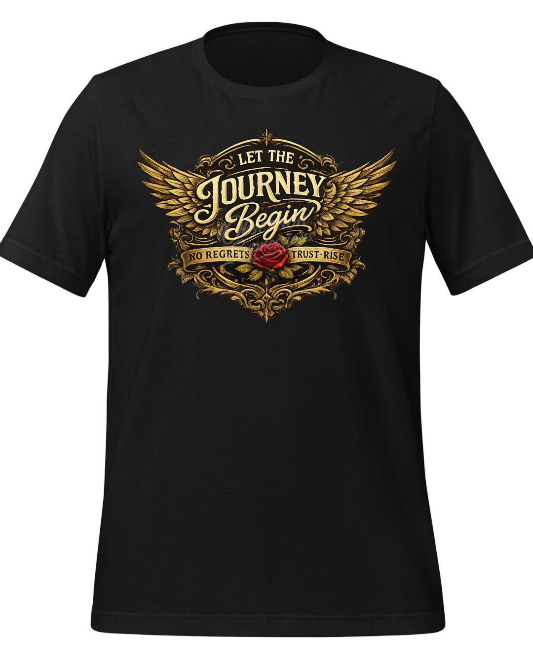 Let the Journey BeginbGraphic Tee - Vintage Gold Wings & Rose T-Shirt - In Style Chics Boutique