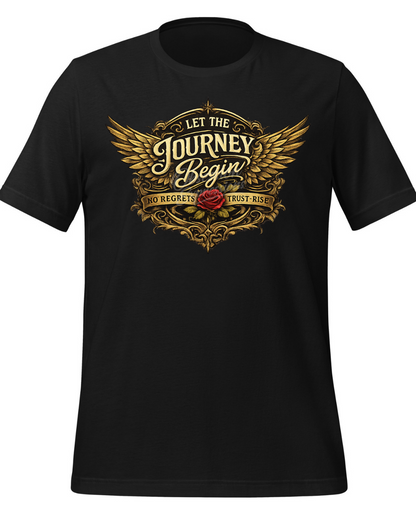 Let the Journey BeginbGraphic Tee - Vintage Gold Wings & Rose T-Shirt - In Style Chics Boutique