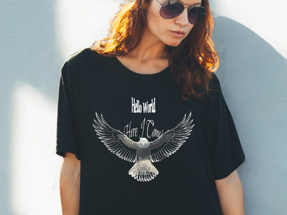 Hello World Here I Come Eagle Graphic T-Shirt | Strength Tee