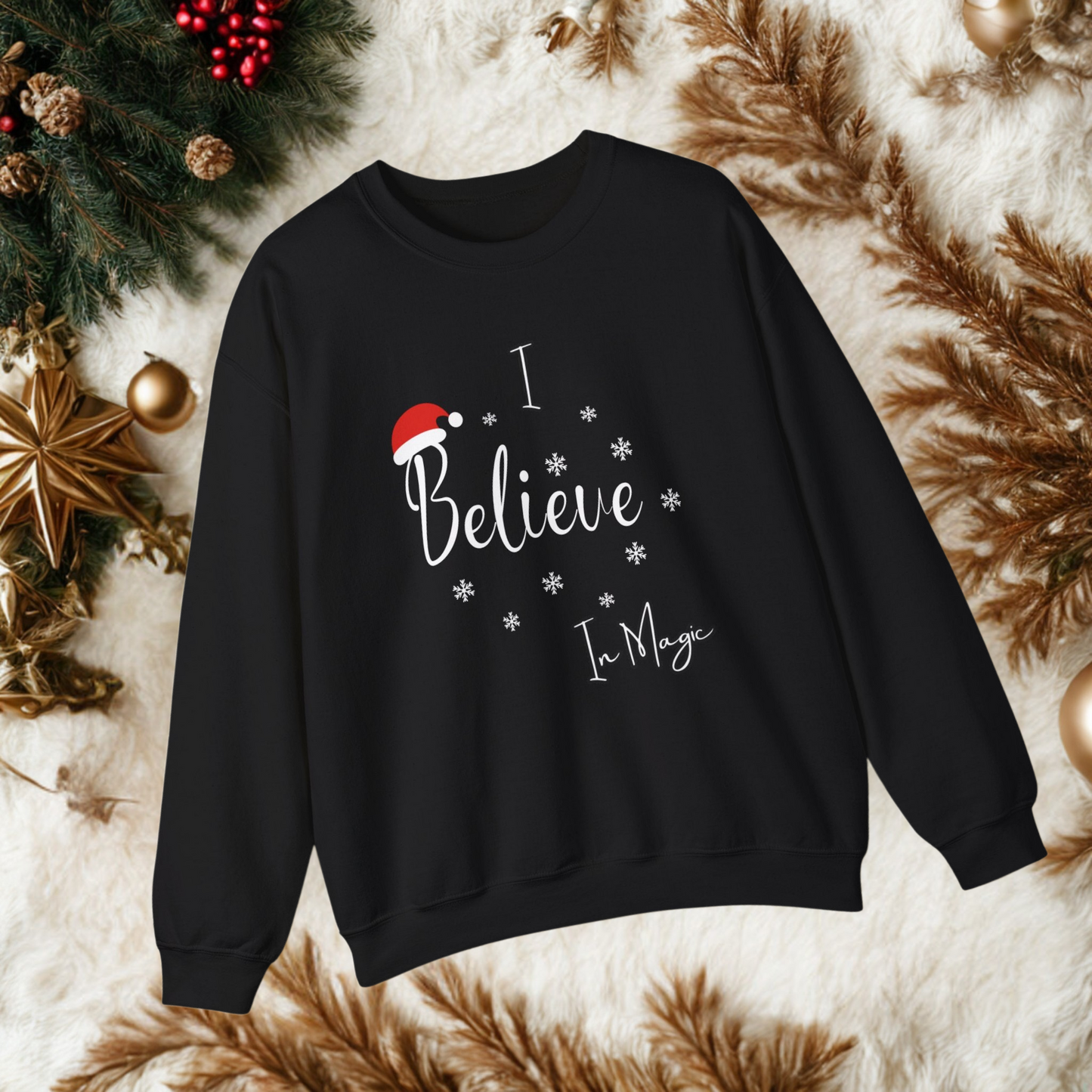 Crewneck "I Believe in Magic" Christmas Sweatshirt - In Style Chics Boutique