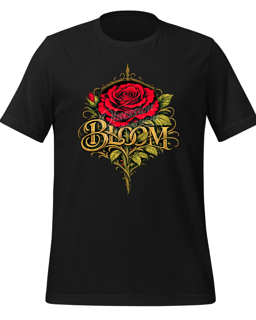 Bloom Rose Graphic Tee, Vintage Gold Typography Shirt, Empowerment Journey Apparel - In Style Chics Boutique