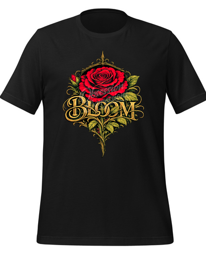 Bloom Rose Graphic Tee, Vintage Gold Typography Shirt, Empowerment Journey Apparel - In Style Chics Boutique