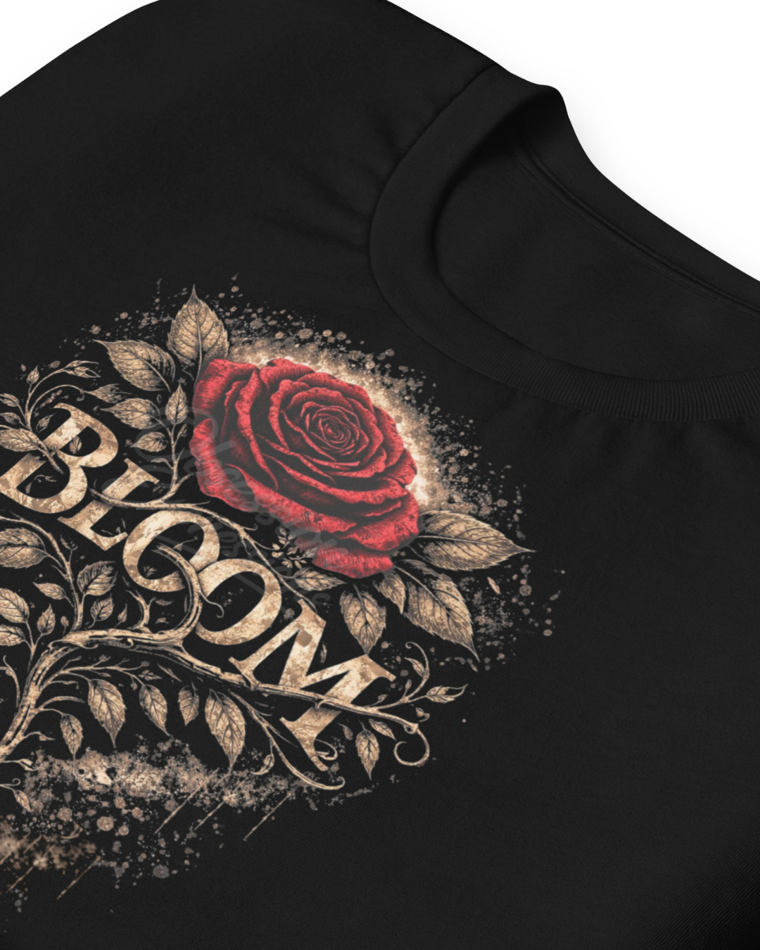 Red Rose 'Bloom' Tee,Vintage Filigree Floral T-Shirt