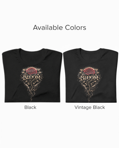 Red Rose 'Bloom' Tee,Vintage Filigree Floral T-Shirt