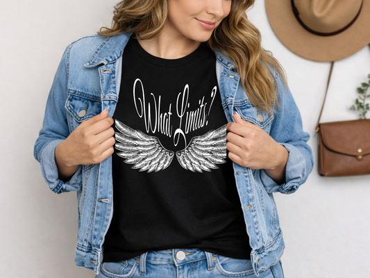 What Limits? Winged Quote Graphic T-Shirt | Inspirational Tee