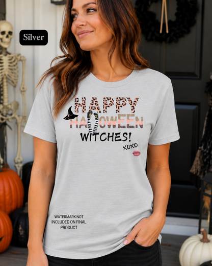 Leopard Print Witch Halloween Graphic Tee