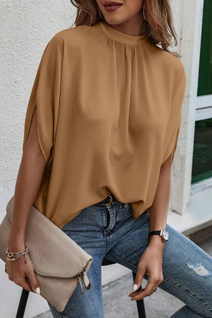 Tie Back Slit Half Sleeve Blouse More Colors! - In Style Chics Boutique LLC