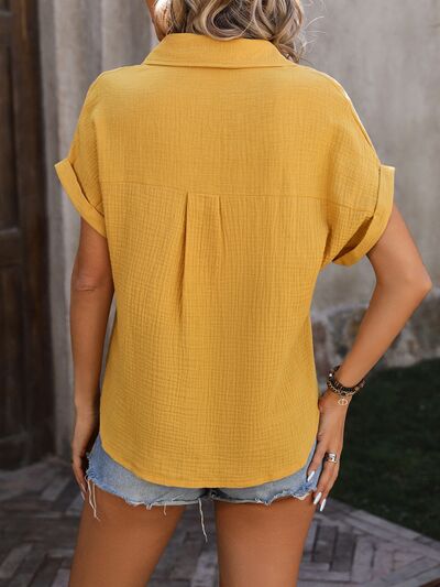 Textured Pocketed Button Up Shirt More Color Options - In Style Chics Boutique LLC