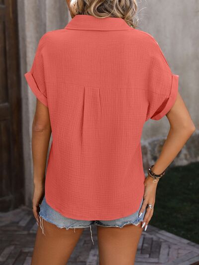 Textured Pocketed Button Up Shirt More Color Options - In Style Chics Boutique LLC