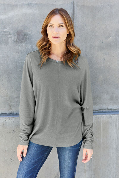 Double Take Full Size Round Neck Long Sleeve T-Shirt - More Colors! - In Style Chics Boutique LLC