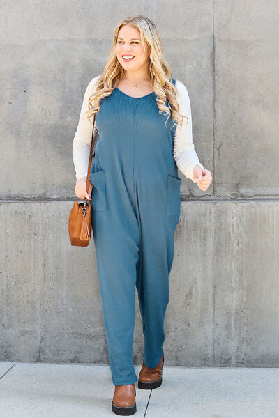 Double Take Full Size Sleeveless Straight Jumpsuit - Sky Blue or Black - In Style Chics Boutique LLC