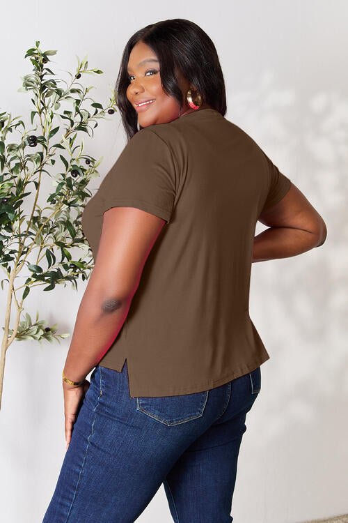 Round Neck Short Sleeve T-Shirt - More Colors! - Shein Alternative - In Style Chics Boutique Women's Juniors Plus Size Apparel Online Fast Shipping 