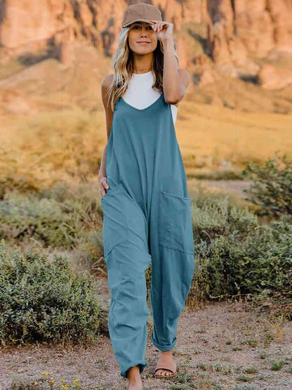Double Take V-Neck Sleeveless Jumpsuit with Pockets More Colors! - In Style Chics Boutique LLC