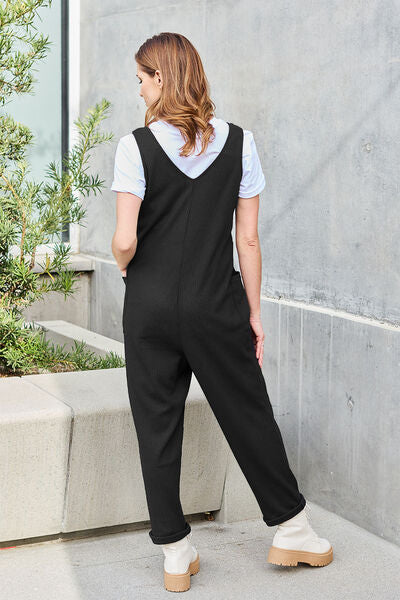 Double Take Full Size Sleeveless Straight Jumpsuit - Sky Blue or Black - In Style Chics Boutique LLC