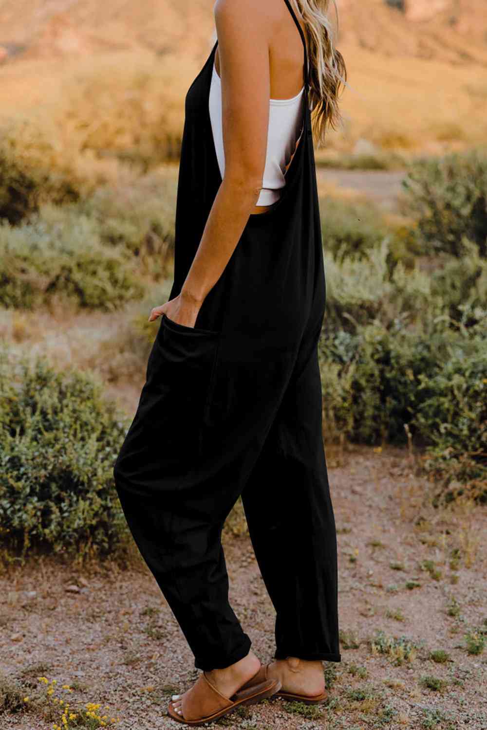 Double Take V-Neck Sleeveless Jumpsuit with Pockets More Colors! - In Style Chics Boutique LLC