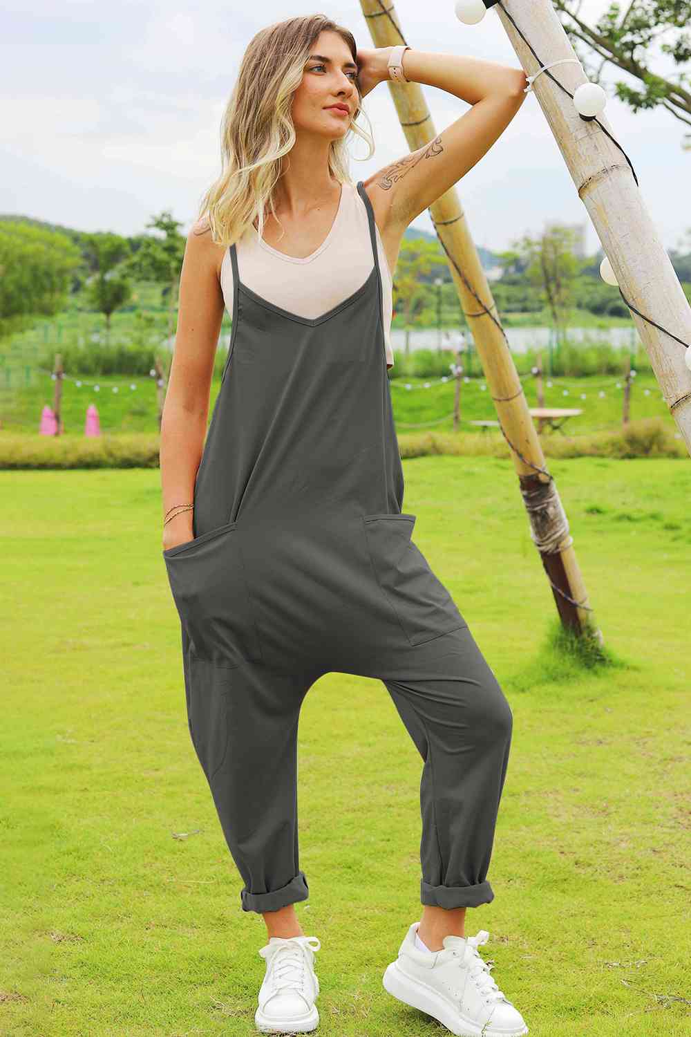Double Take Full Size Sleeveless V-Neck Pocketed Jumpsuit - More Colors! - In Style Chics Boutique LLC