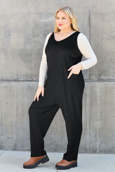 Double Take Full Size Sleeveless Straight Jumpsuit - Sky Blue or Black - In Style Chics Boutique LLC