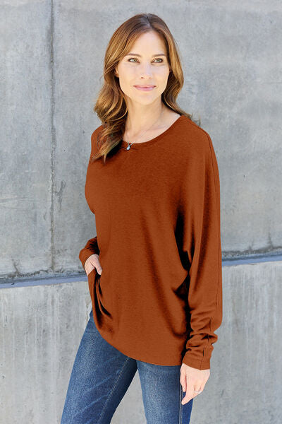 Double Take Full Size Round Neck Long Sleeve T-Shirt - More Colors! - In Style Chics Boutique LLC