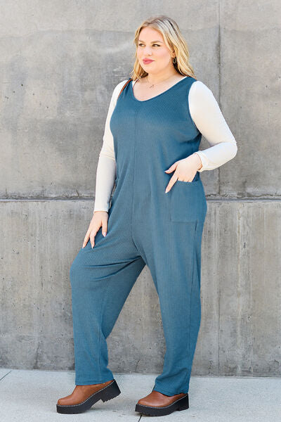 Double Take Full Size Sleeveless Straight Jumpsuit - Sky Blue or Black - In Style Chics Boutique LLC