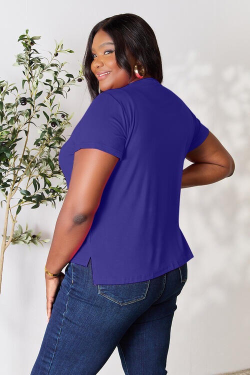Round Neck Short Sleeve T-Shirt - More Colors! - Shein Alternative - In Style Chics Boutique Women's Juniors Plus Size Apparel Online Fast Shipping 