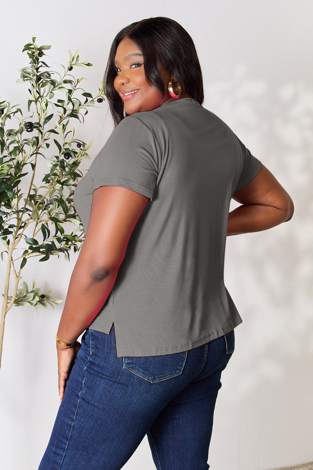 Women's Round Neck Short Sleeve T-Shirt - More Colors! Shein Alternative Ship from USA - In Style Chics Boutique Women's Juniors Plus Size Apparel Online