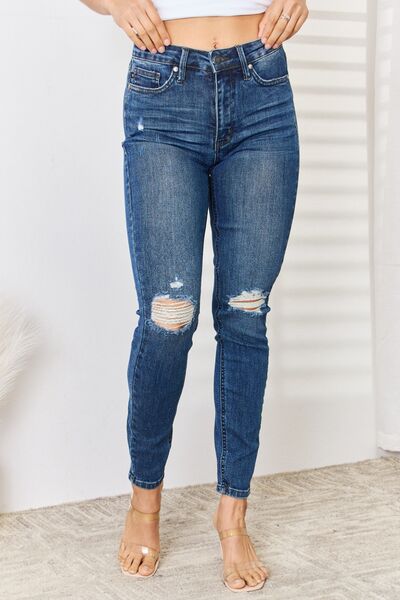 Judy Blue Full Size High Waist Distressed Slim Jeans - In Style Chics Boutique LLC