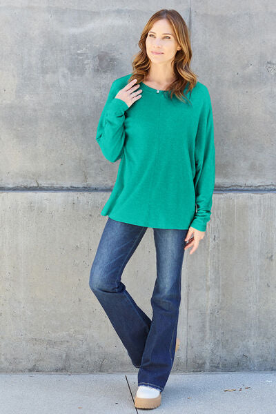 Double Take Full Size Round Neck Long Sleeve T-Shirt - More Colors! - In Style Chics Boutique LLC