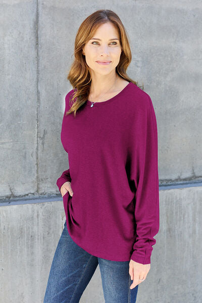 Double Take Full Size Round Neck Long Sleeve T-Shirt - More Colors! - In Style Chics Boutique LLC