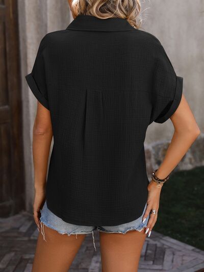 Textured Pocketed Button Up Shirt More Color Options - In Style Chics Boutique LLC