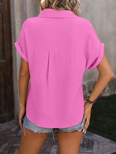 Textured Pocketed Button Up Shirt More Color Options - In Style Chics Boutique LLC