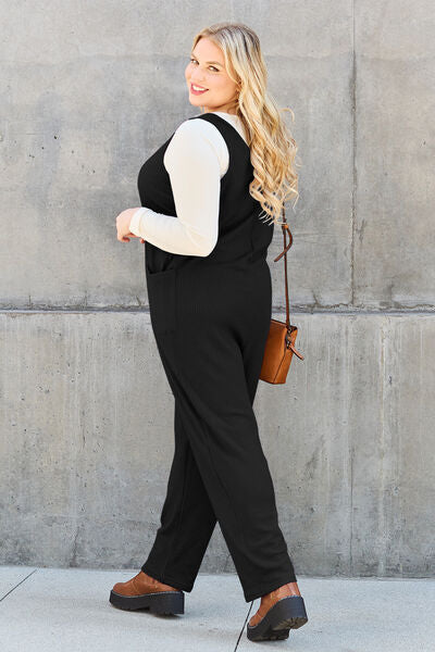 Double Take Full Size Sleeveless Straight Jumpsuit - Sky Blue or Black - In Style Chics Boutique LLC