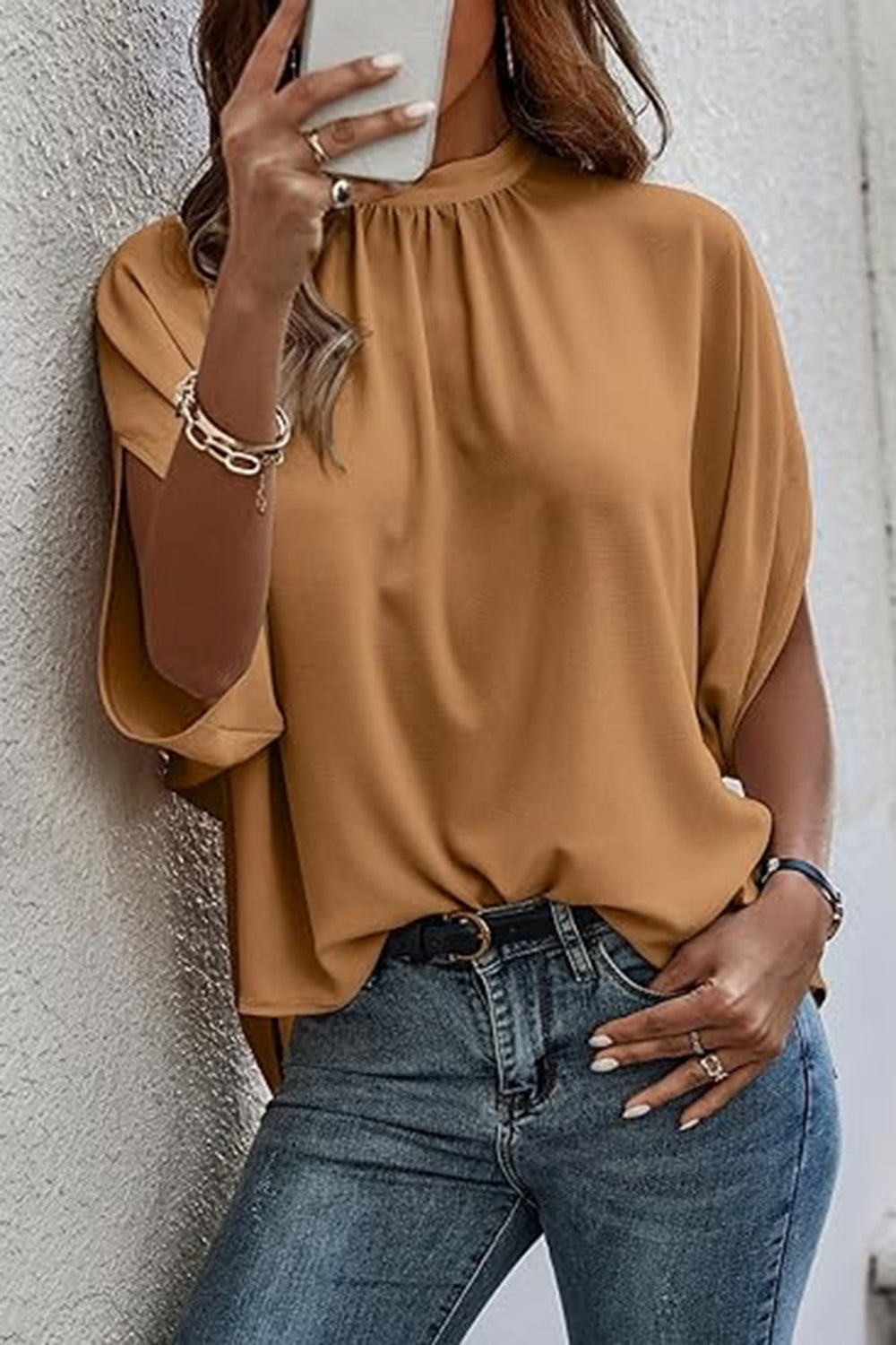 Tie Back Slit Half Sleeve Blouse More Colors! - In Style Chics Boutique LLC