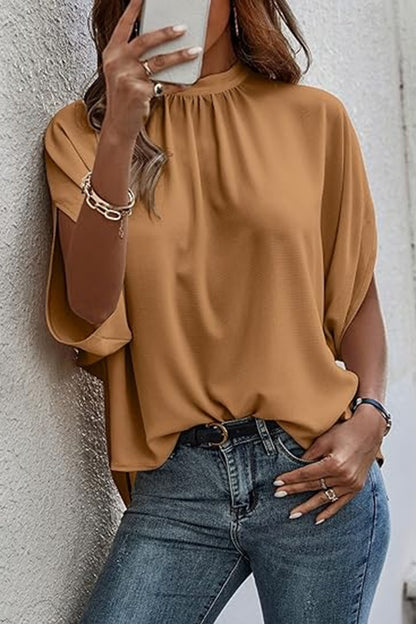 Tie Back Slit Half Sleeve Blouse More Colors! - In Style Chics Boutique LLC