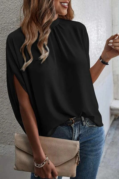 Tie Back Slit Half Sleeve Blouse More Colors! - In Style Chics Boutique LLC