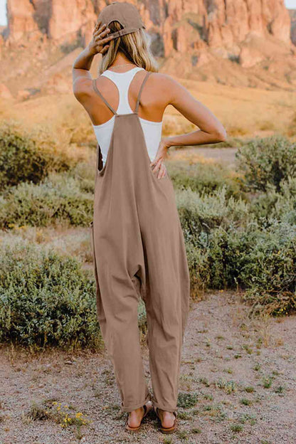 Double Take V-Neck Sleeveless Jumpsuit with Pockets More Colors! - In Style Chics Boutique LLC