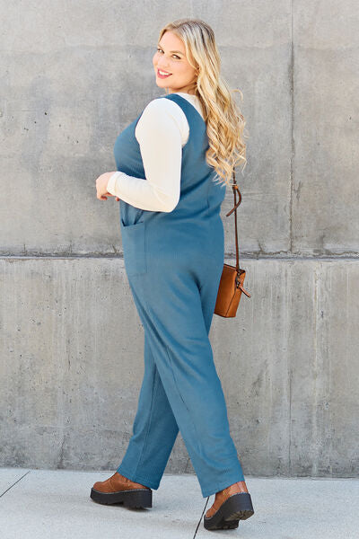 Double Take Full Size Sleeveless Straight Jumpsuit - Sky Blue or Black - In Style Chics Boutique LLC