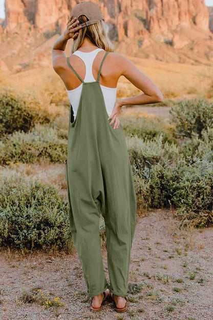Double Take V-Neck Sleeveless Jumpsuit with Pockets More Colors! - In Style Chics Boutique LLC