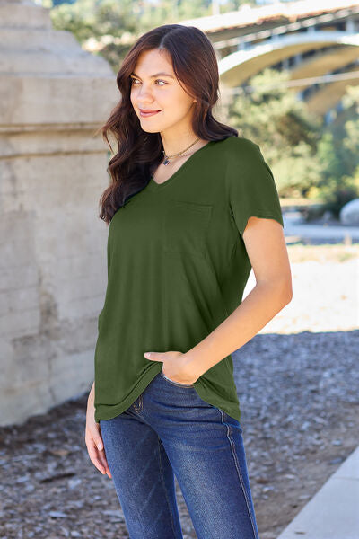 Basic Bae Full Size V-Neck Short Sleeve T-Shirt - More Colors! - In Style Chics Boutique LLC