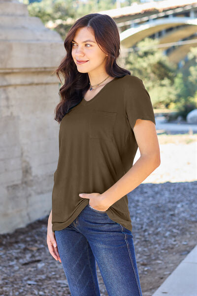 Basic Bae Full Size V-Neck Short Sleeve T-Shirt - More Colors! - In Style Chics Boutique LLC